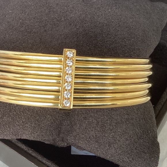 Rare Vintage Gucci Solid 18k Gold Diamond Bangles Bracelet Preowned Condition - Picture 11 of 16